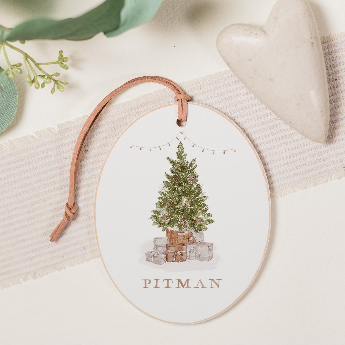 Oval Ornament-Christmas Cottage Tree Pitman -0