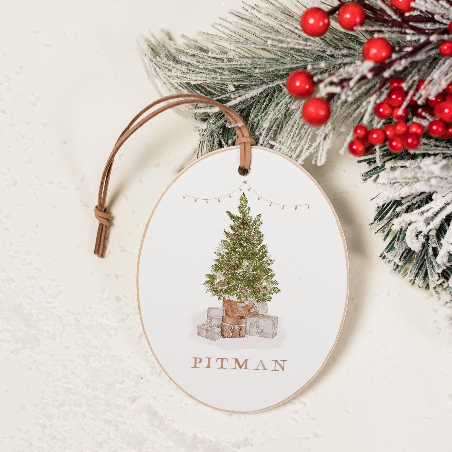 Oval Ornament-Christmas Cottage Tree Pitman -1