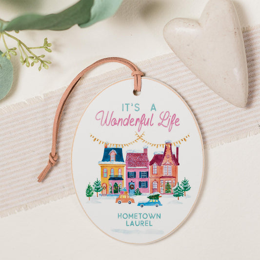 Oval Ornament-It's A Wonderful Life Hometown Laurel -0