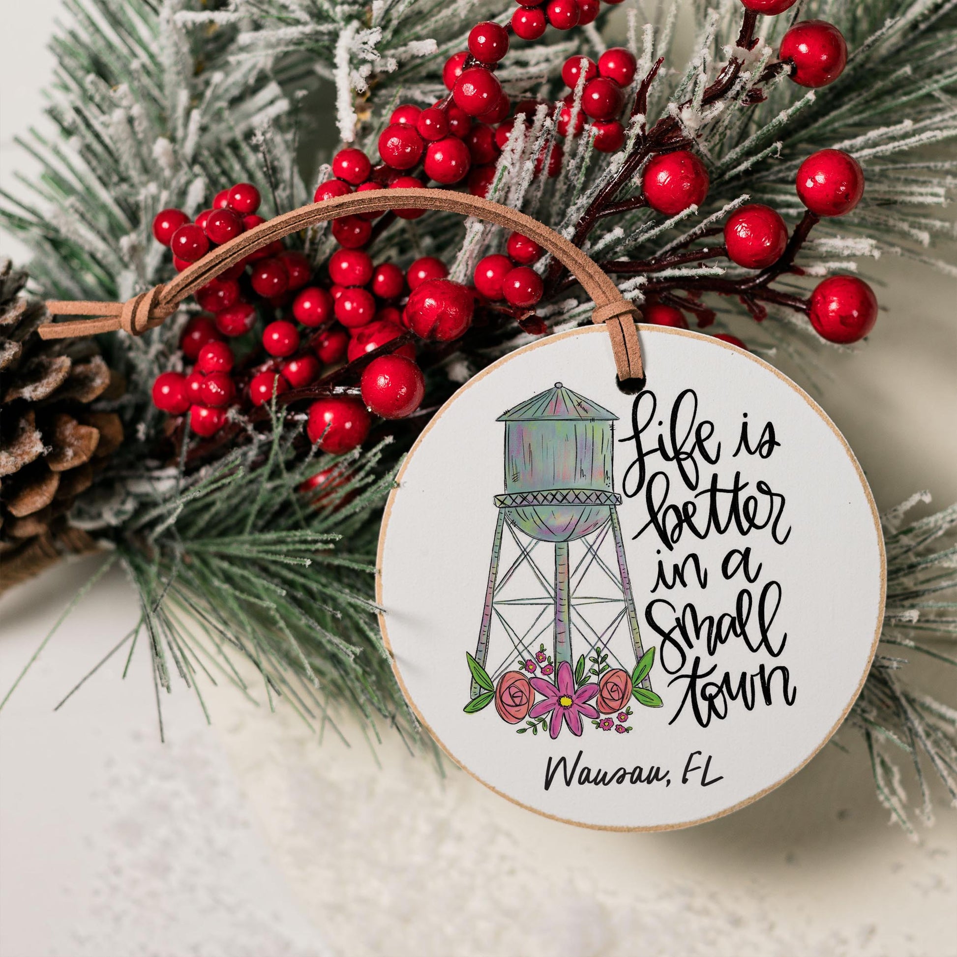 4" Round Ornament-Life Is Better In A Small Town Wausau Florida -3