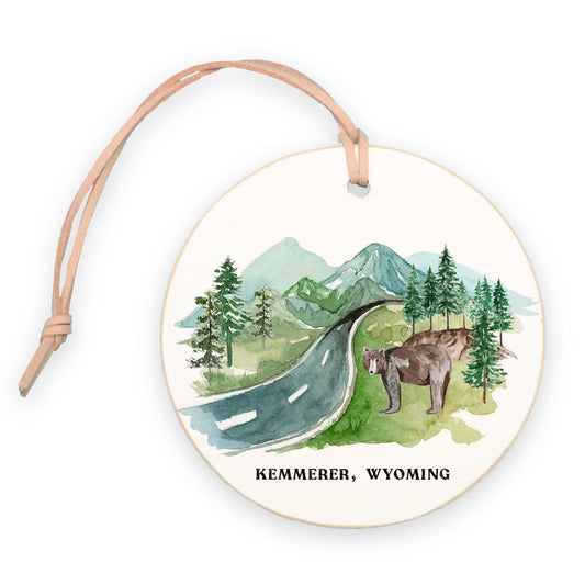 4" Round Ornament-Mountain Road Kemmerer Wyoming -0