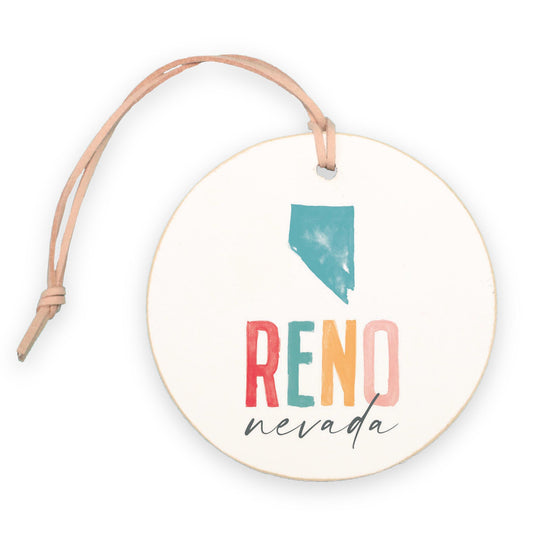 4" Round Ornament-Watercolor City Reno Nevada