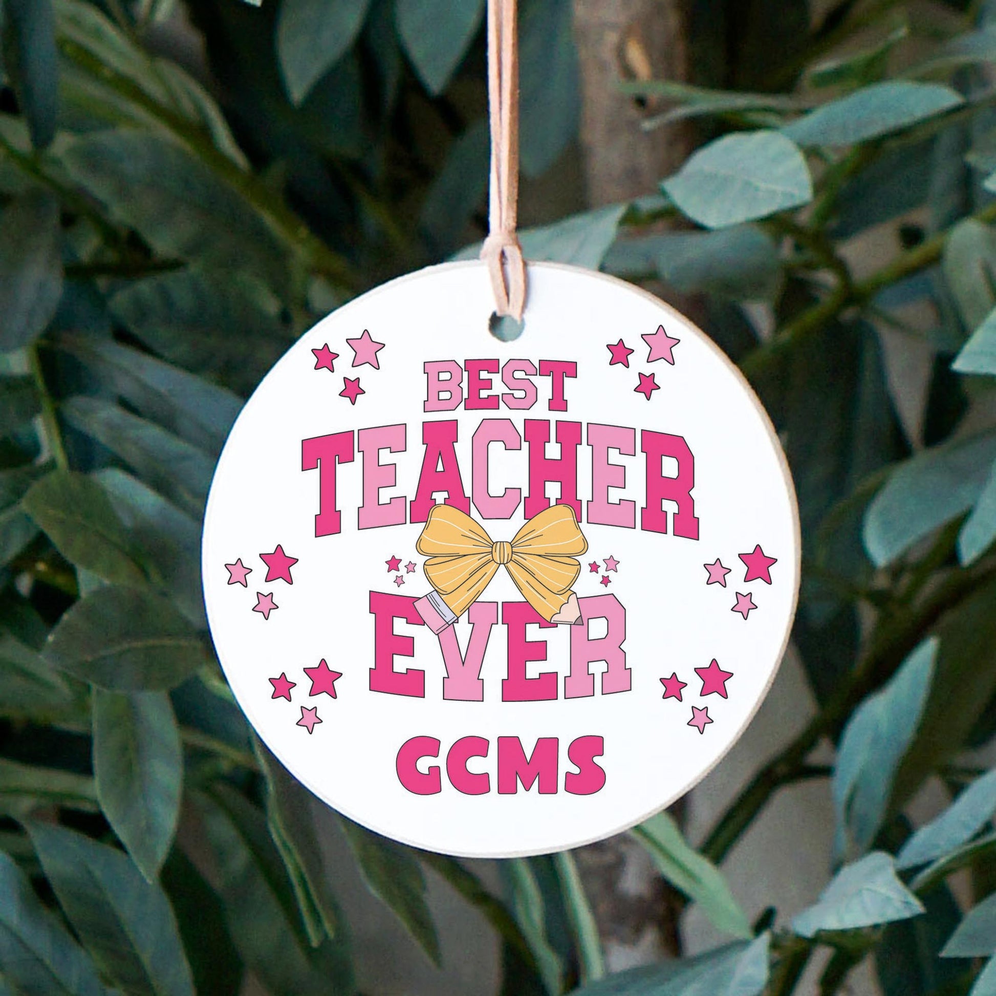 4" Round Ornament-Best Teacher Ever GCMS -2