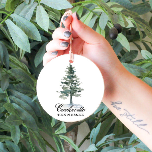 4" Round Ornament-Watercolor Tree Cookeville Tennessee