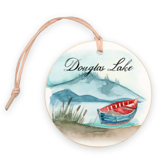 4" Round Ornament-Canoe Douglas Lake -0