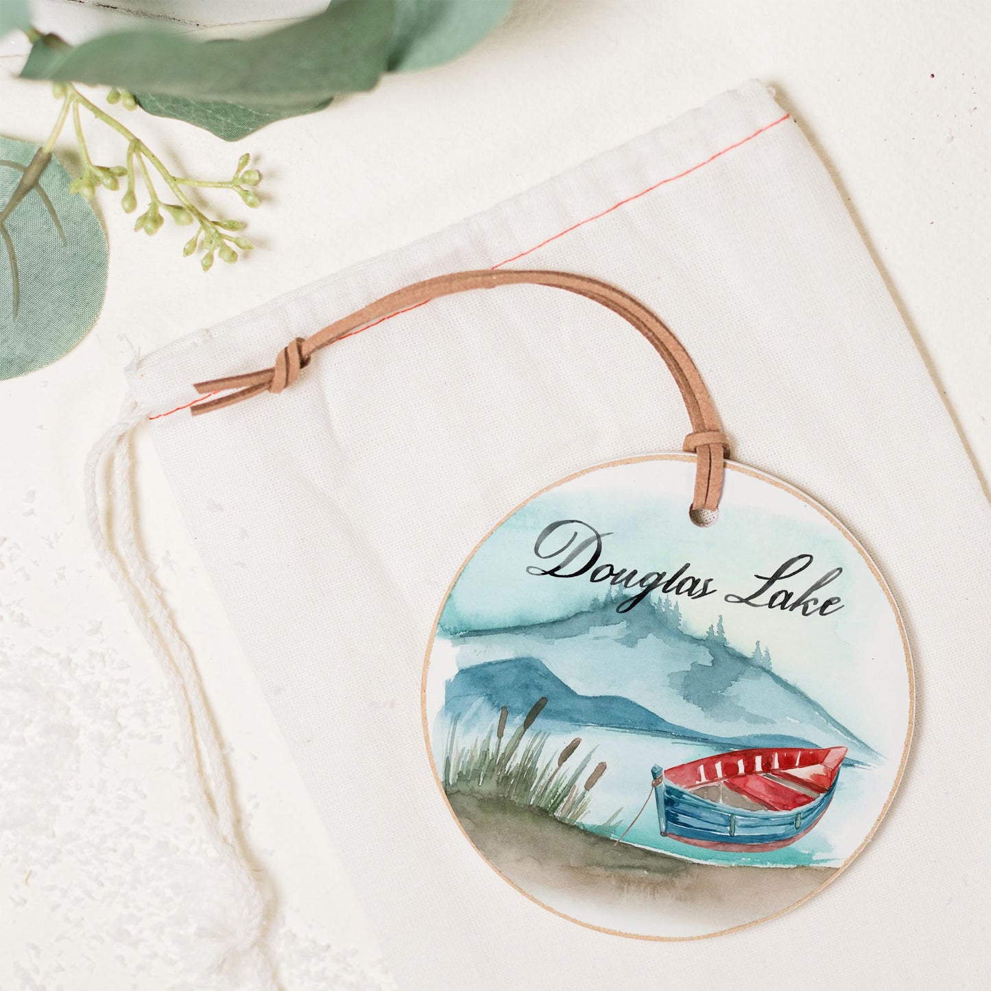 4" Round Ornament-Canoe Douglas Lake -1