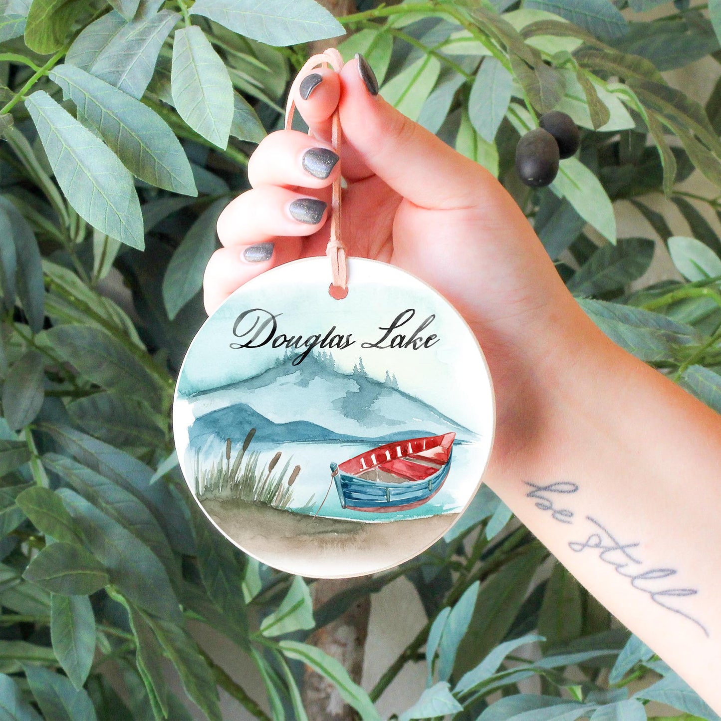 4" Round Ornament-Canoe Douglas Lake -4
