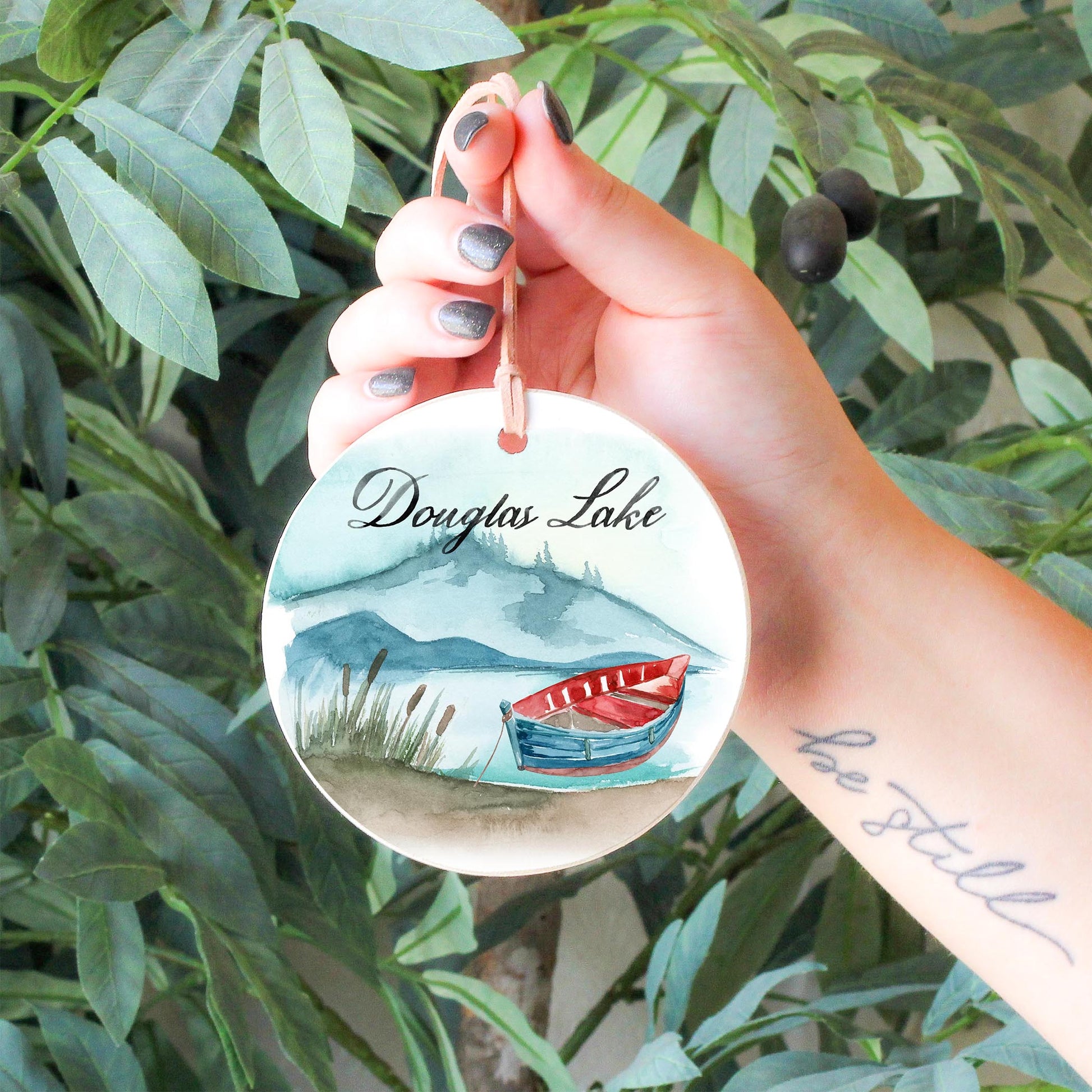 4" Round Ornament-Canoe Douglas Lake -4