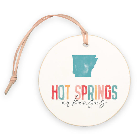 4" Round Ornament-Watercolor City Hot Springs Arkansas
