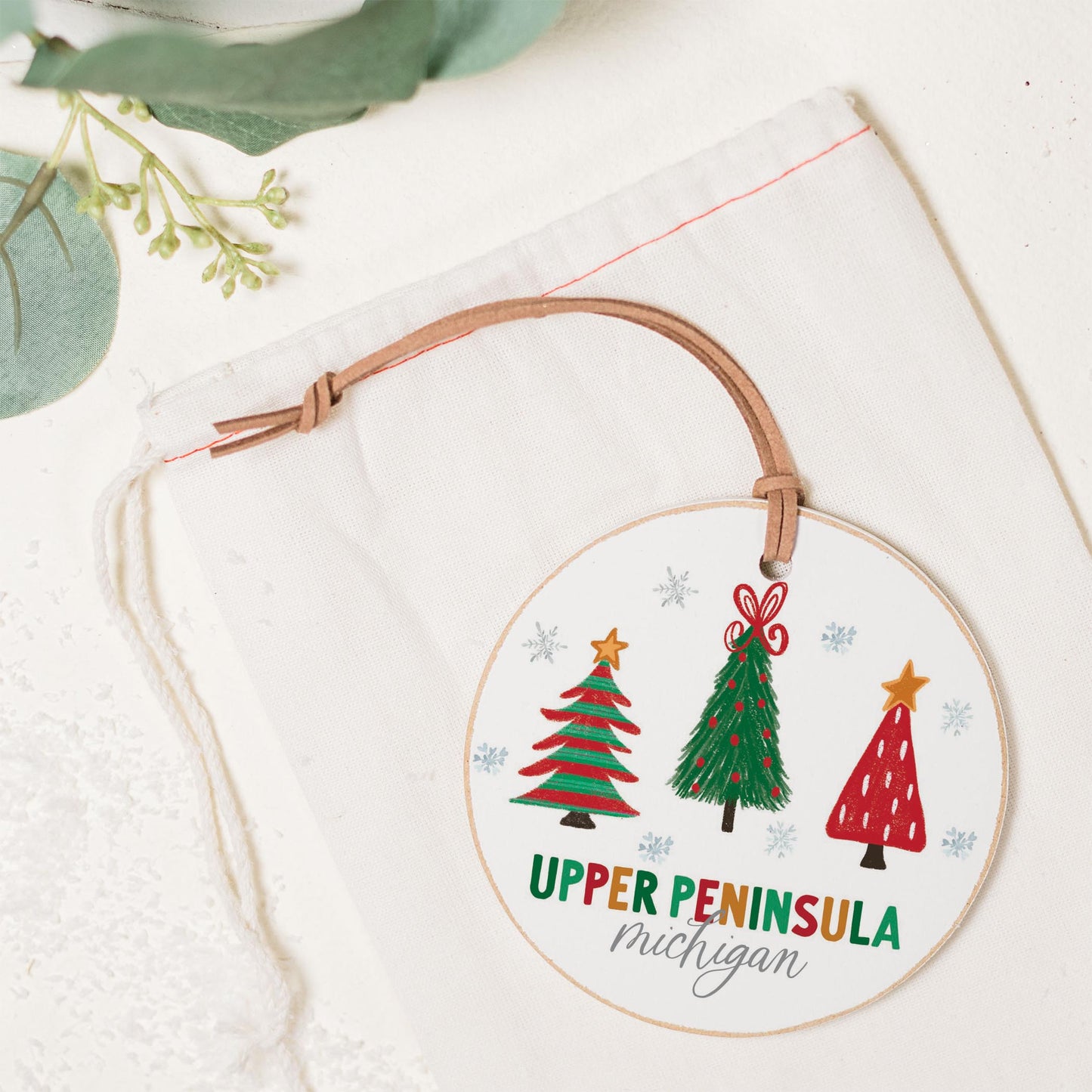 4" Round Ornament-Whimsy Wonder Traditional Upper Peninsula Michigan -1