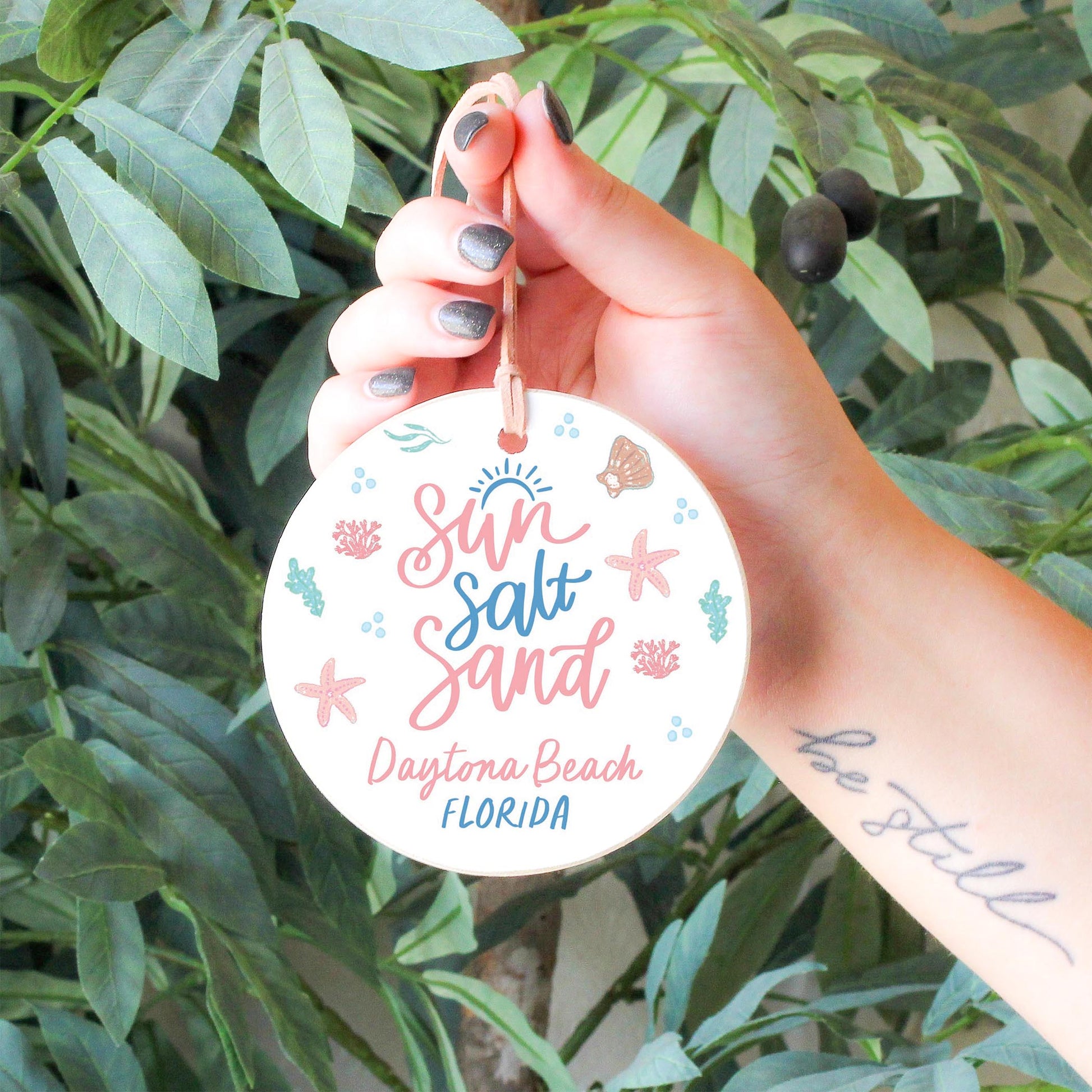 4" Round Ornament-City & State Coastal Sea Turtles -4