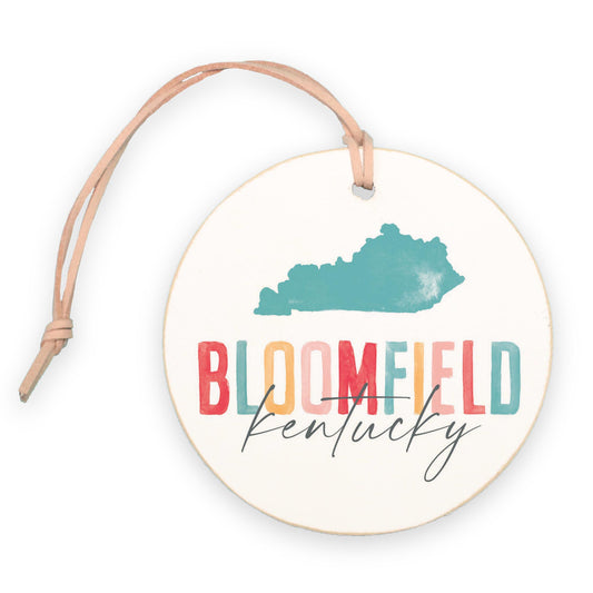 4" Round Ornament-Watercolor City Bloomfield Kentucky -0