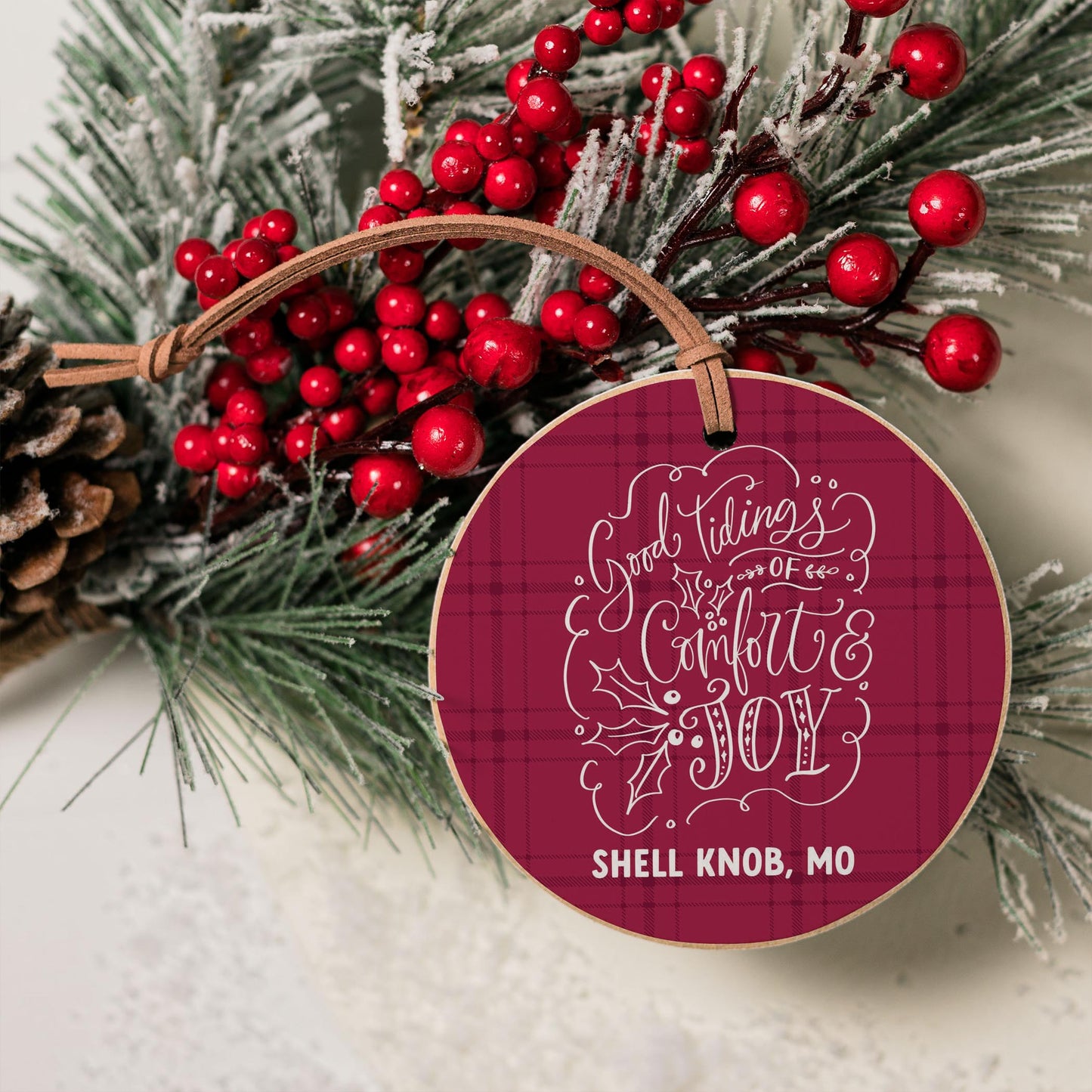 4" Round Ornament-Winterberry Shell Knob Missouri -3