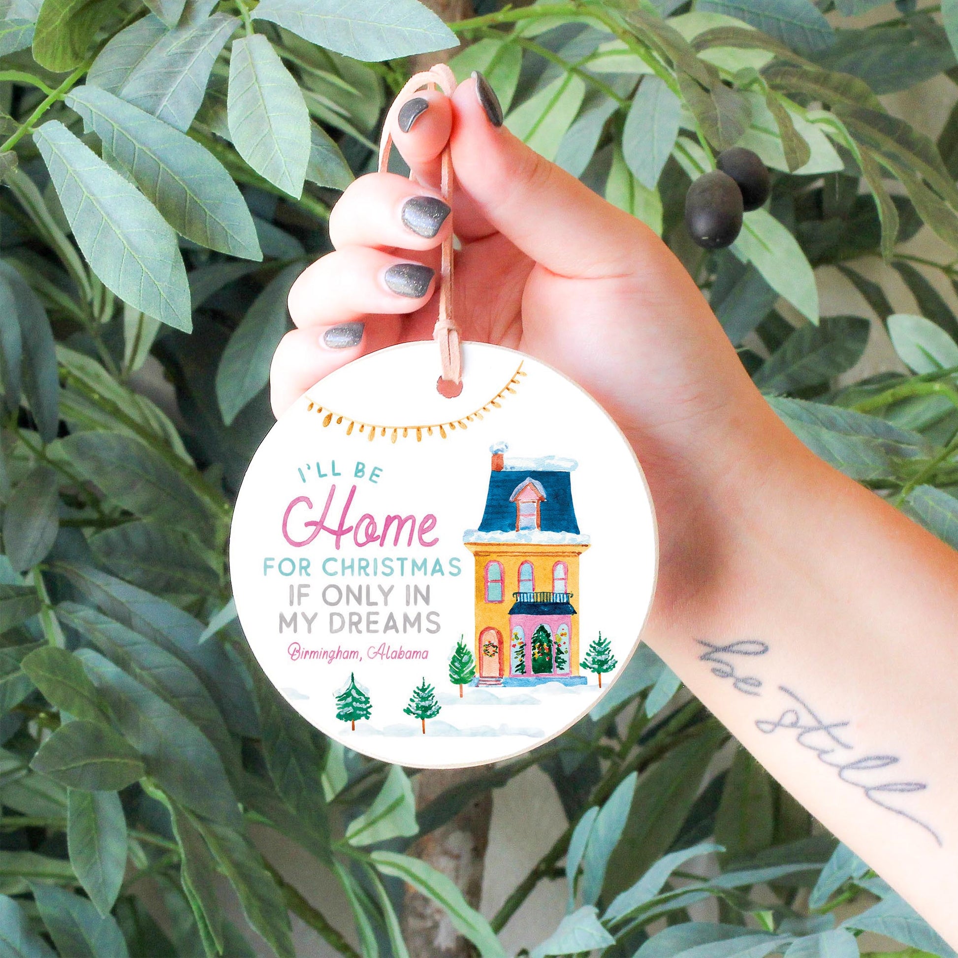 4" Round Ornament-I'll Be Home For Christmas Birmingham Alabama -4
