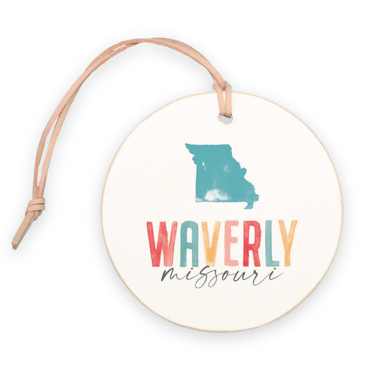4" Round Ornament-Watercolor City Waverly Missouri -0