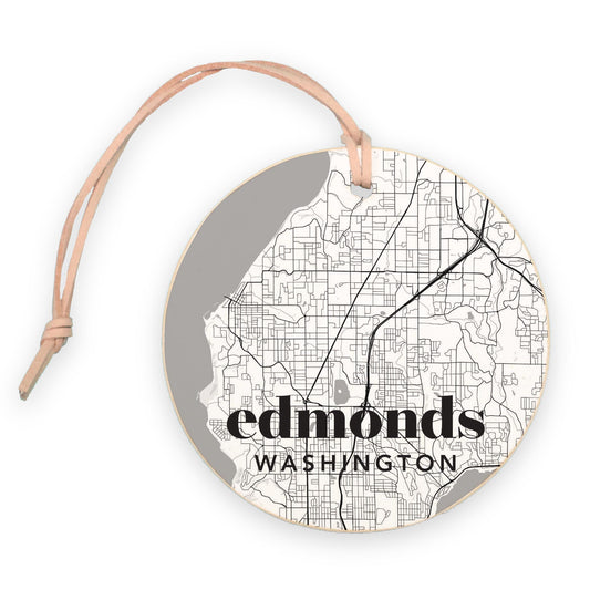 4" Round Ornament-Minimalistic Light Map Edmonds Washington
