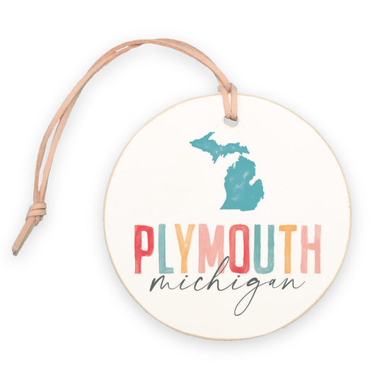 4" Round Ornament-Watercolor City Plymouth MIchigan -0