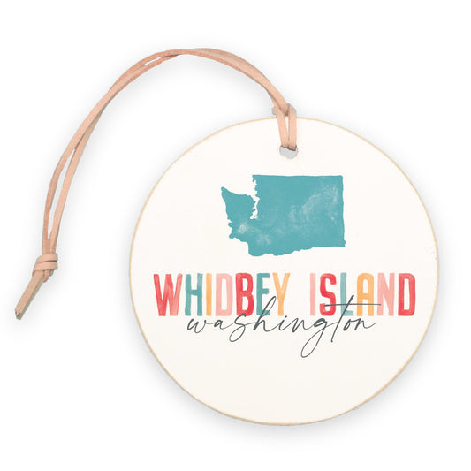 4" Round Ornament-Watercolor City Whidbey Island Washington -0