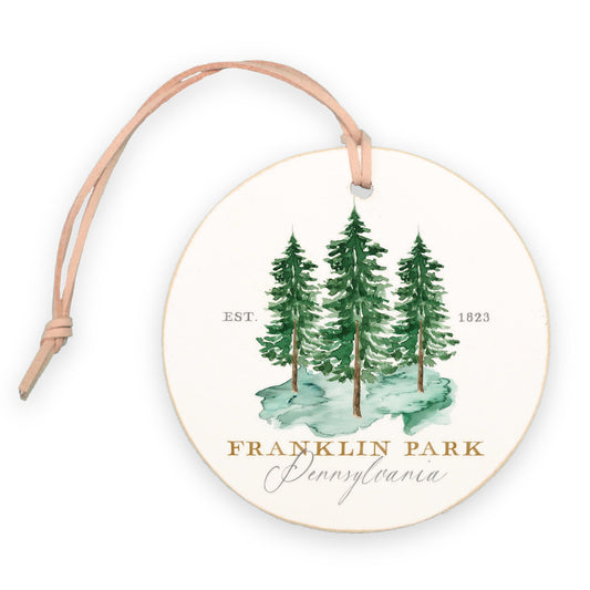 4" Round Ornament-Watercolor Tree Trio Franklin Park Pennsylvania -0