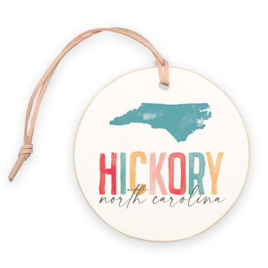 4" Round Ornament-Watercolor City Hickory North Carolina -0