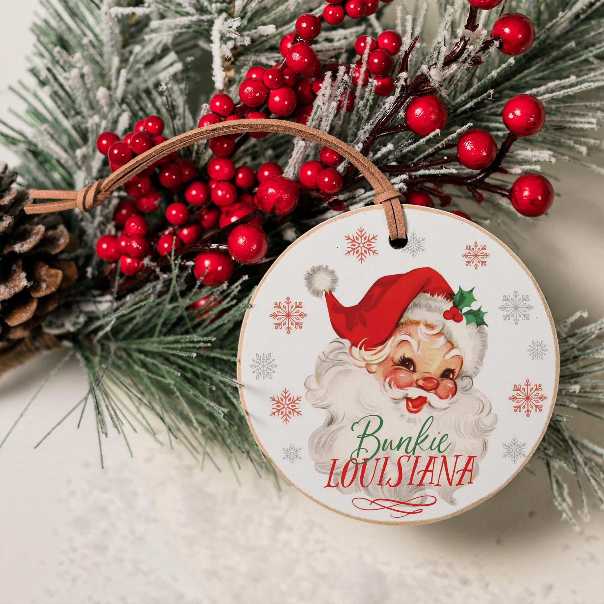 4" Round Ornament-Classic Santa Bunkie Louisiana -3