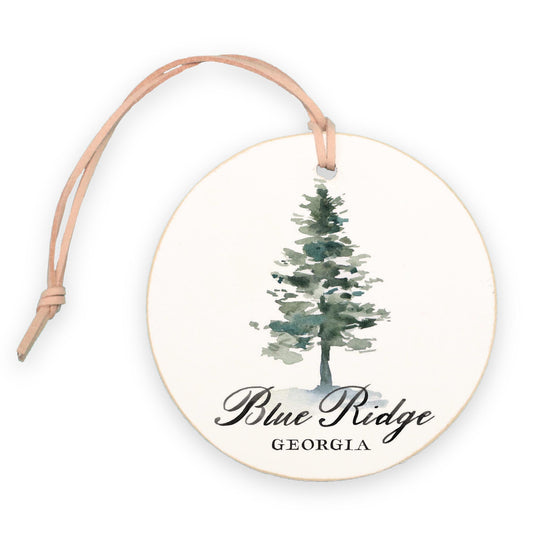 4" Round Ornament-Watercolor Tree Blue Ridge Georgia -0