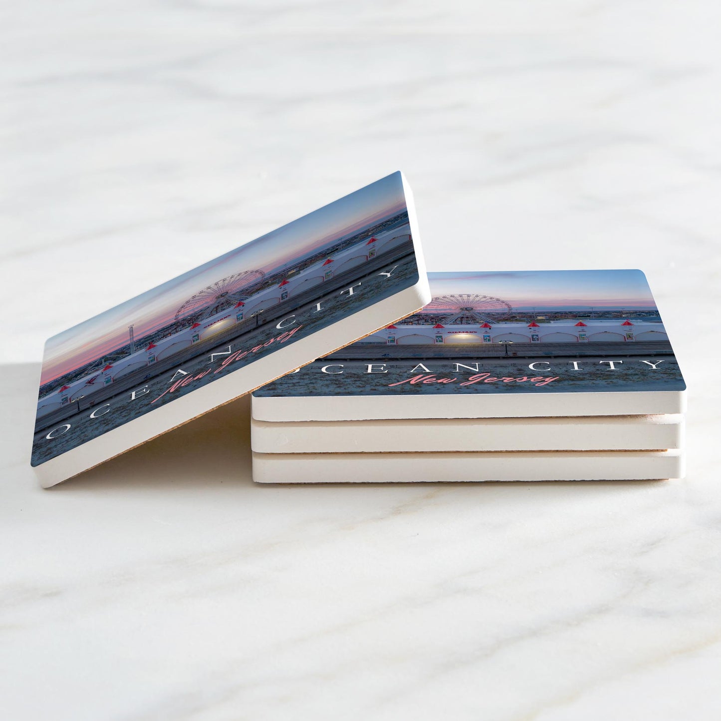 Ceramic Square Coaster 4-Set-Wonderland Pink Sunset Square