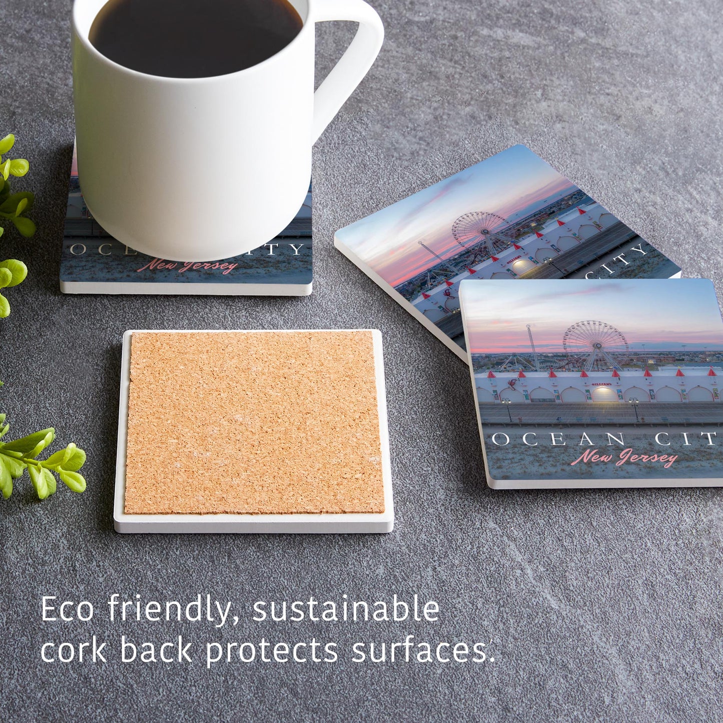 Ceramic Square Coaster 4-Set-Wonderland Pink Sunset Square