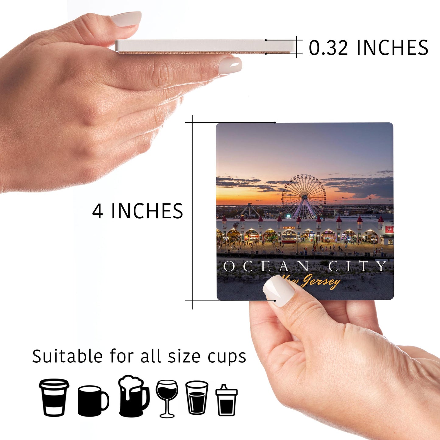 Ceramic Square Coaster 4-Set-Wonderland Sunset Square