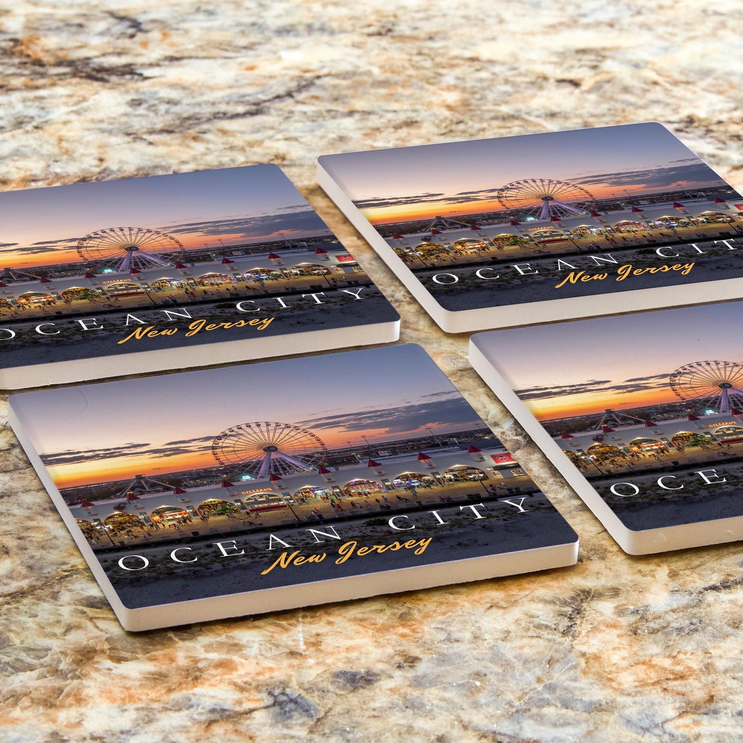Ceramic Square Coaster 4-Set-Wonderland Sunset Square