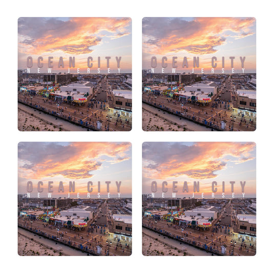 Ceramic Square Coaster 4-Set-Manco Sunset -0