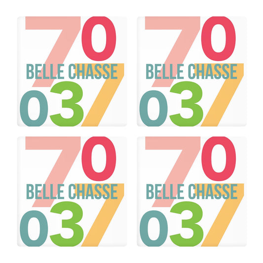 Ceramic Square Coaster 4-Set-Boho Color 70037 Belle Chasse -0