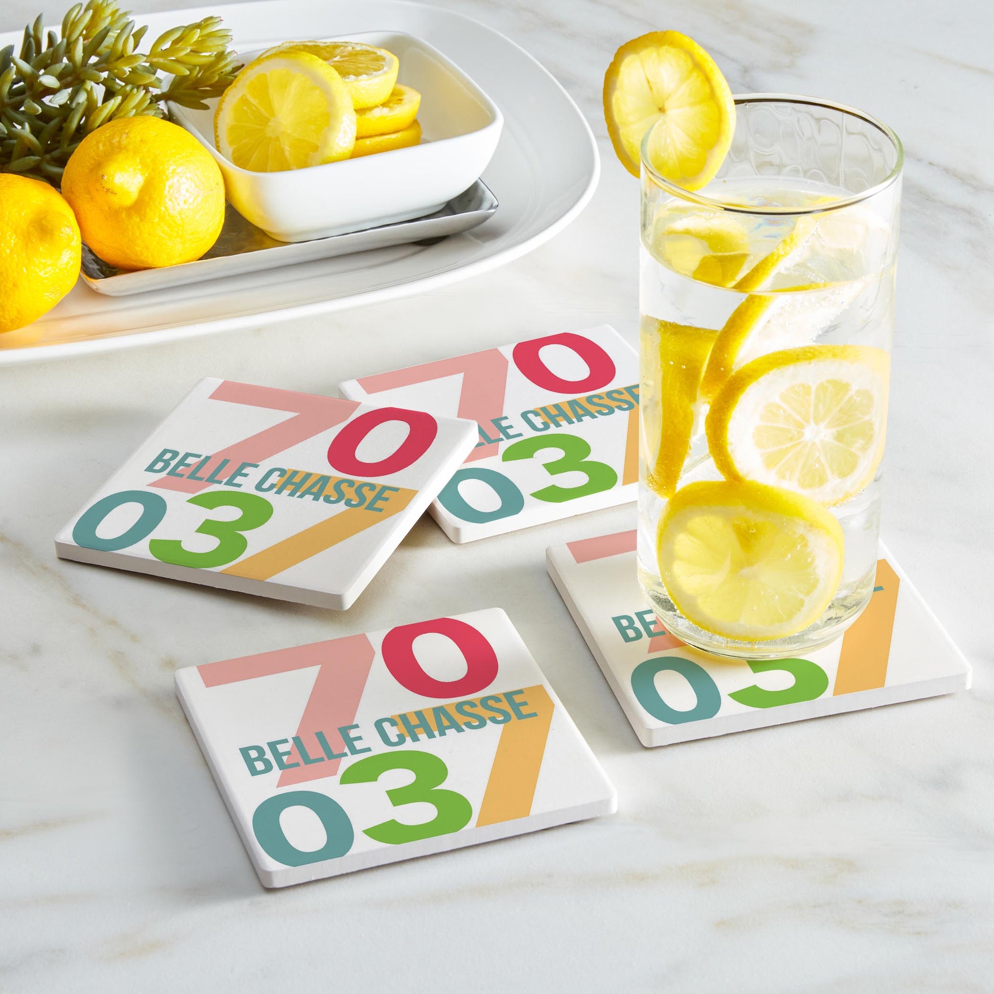 Ceramic Square Coaster 4-Set-Boho Color 70037 Belle Chasse -1