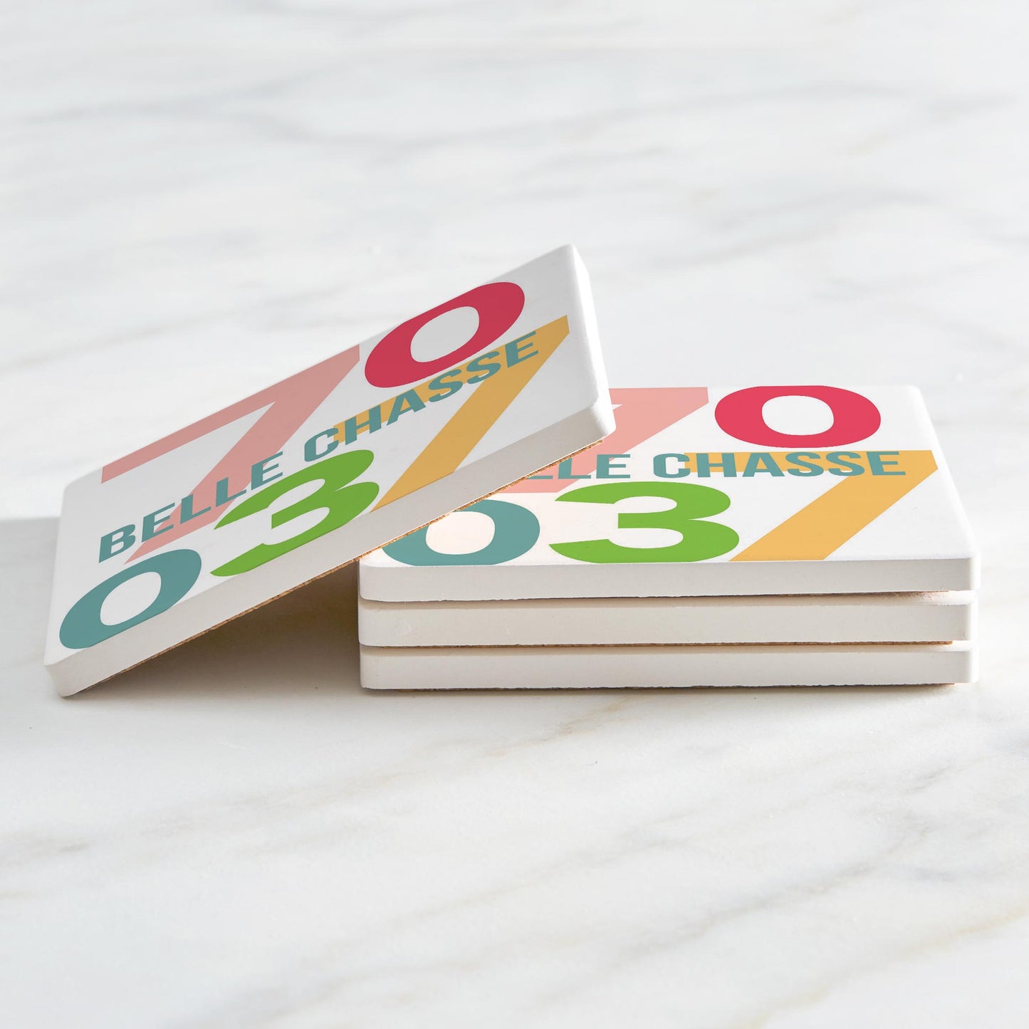 Ceramic Square Coaster 4-Set-Boho Color 70037 Belle Chasse -2