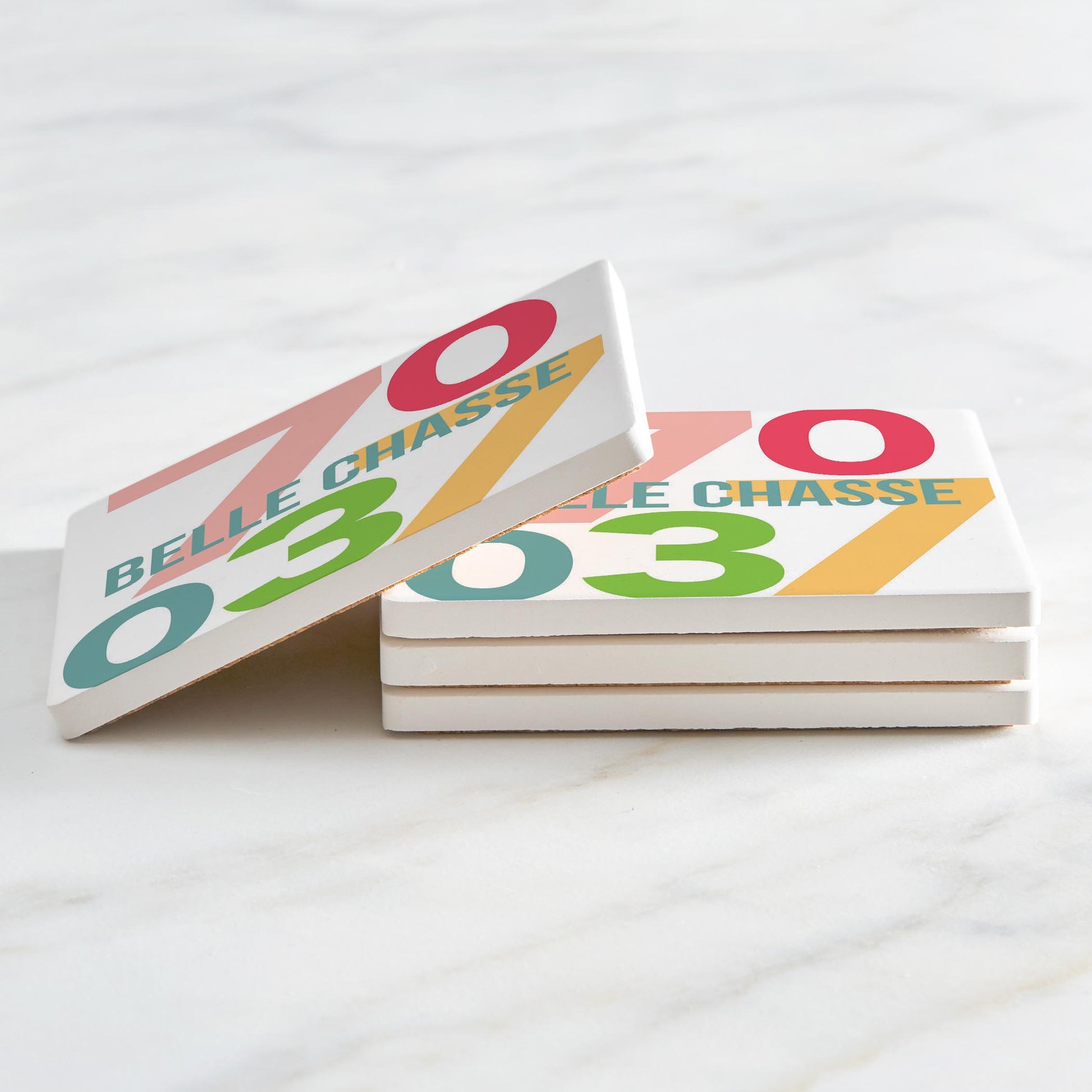 Ceramic Square Coaster 4-Set-Boho Color 70037 Belle Chasse -2