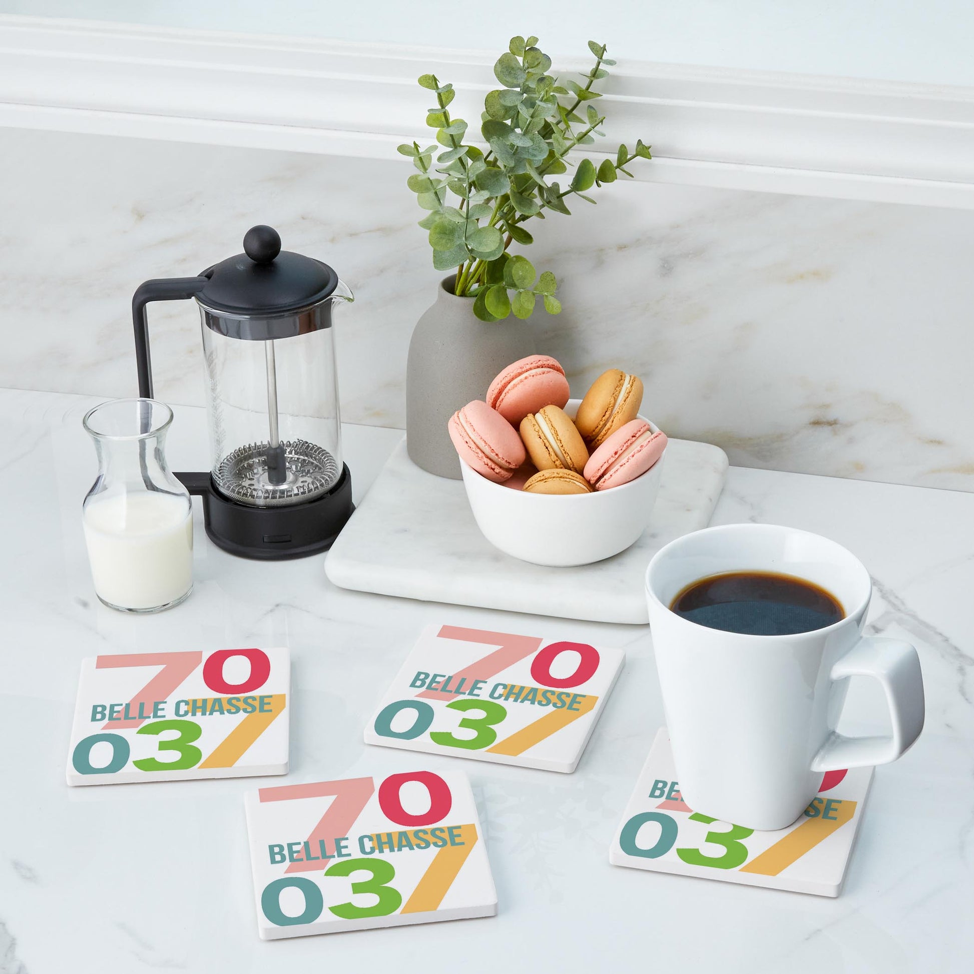 Ceramic Square Coaster 4-Set-Boho Color 70037 Belle Chasse -3