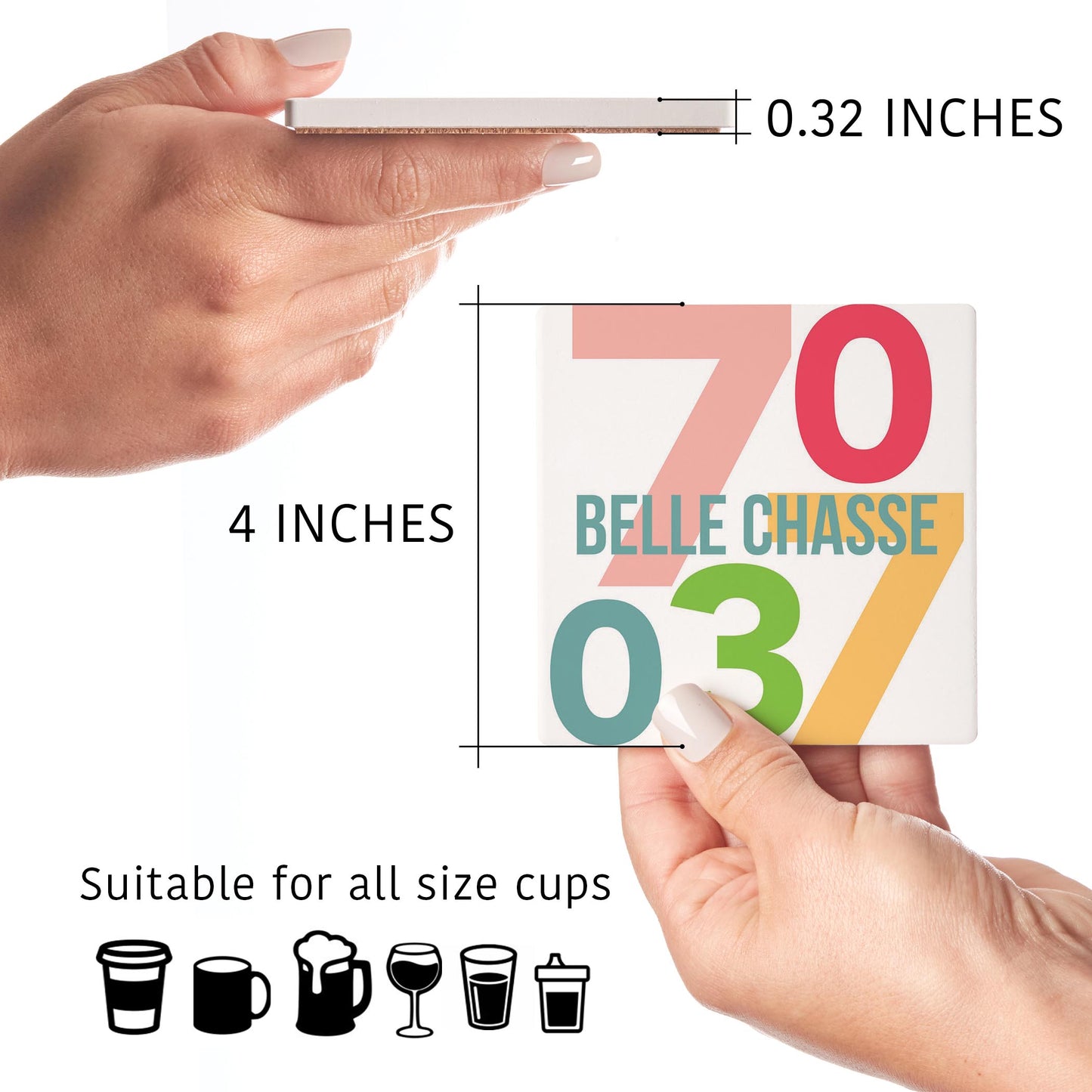 Ceramic Square Coaster 4-Set-Boho Color 70037 Belle Chasse -4