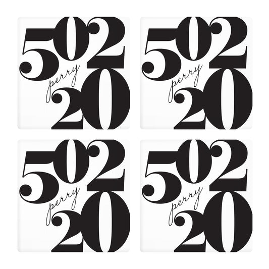 Ceramic Square Coaster 4-Set-Black & White Zip 50220 Perry Iowa