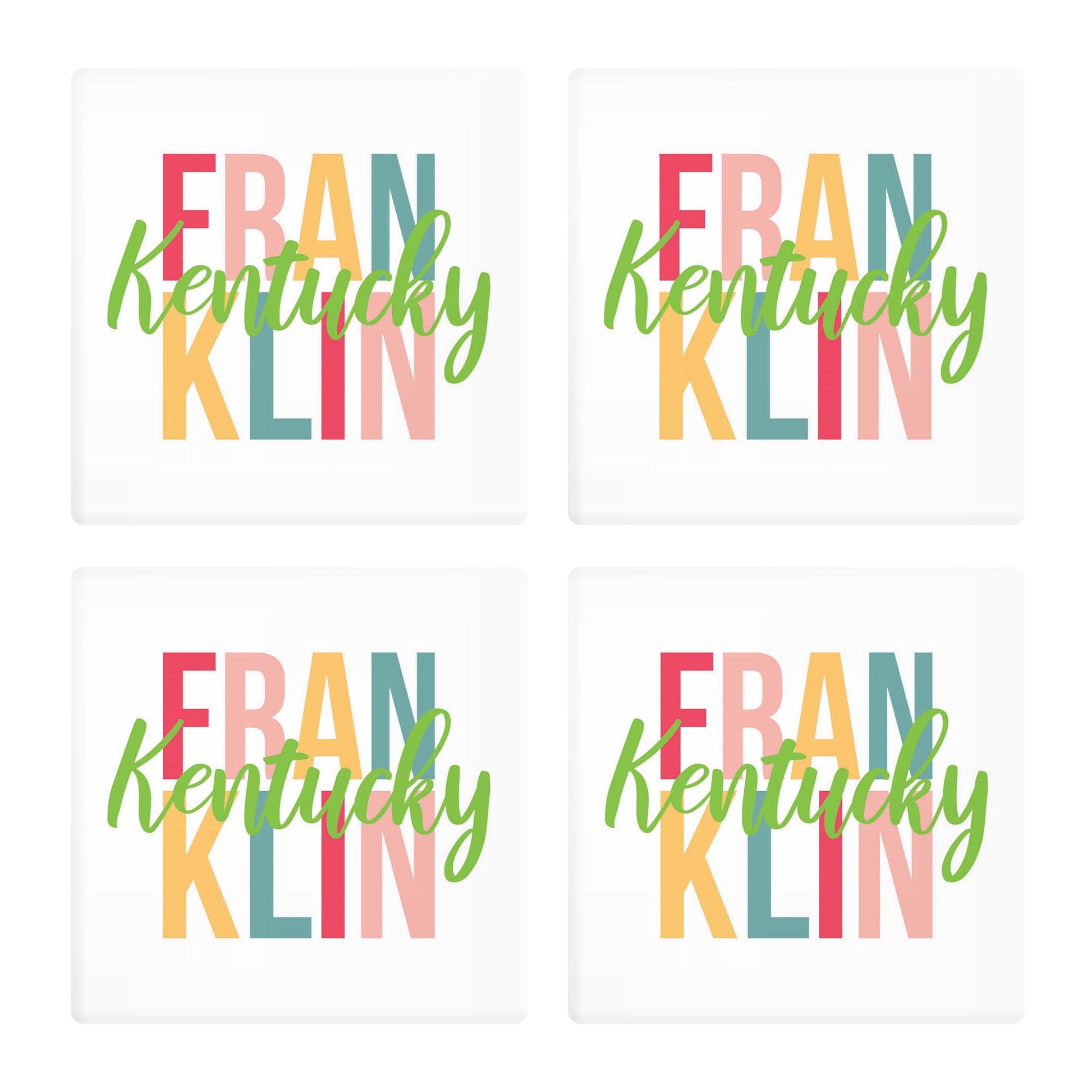 Ceramic Square Coaster 4-Set-Boho Bright Franklin Kentucky -0