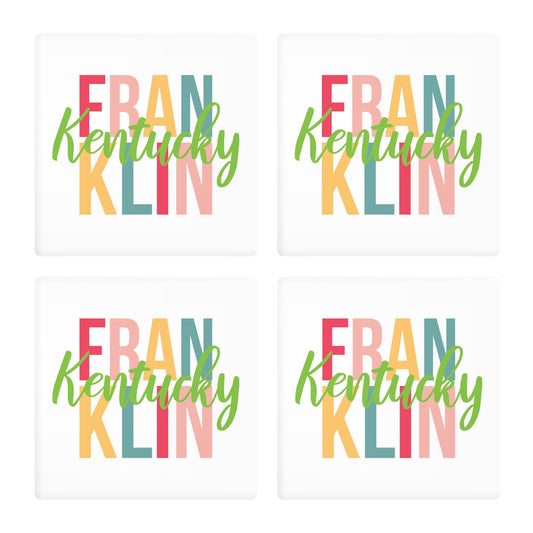 Ceramic Square Coaster 4-Set-Boho Bright Franklin Kentucky -0