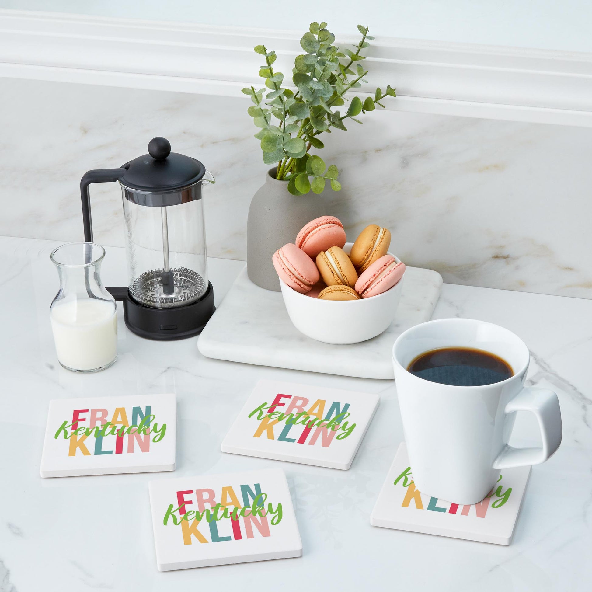 Ceramic Square Coaster 4-Set-Boho Bright Franklin Kentucky -3