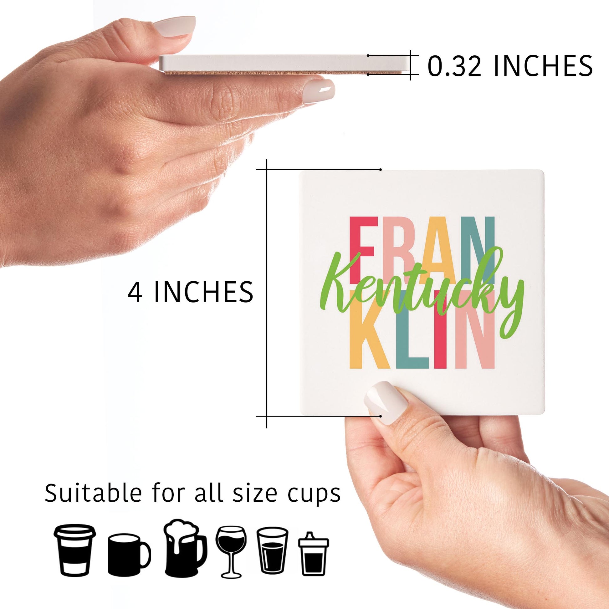 Ceramic Square Coaster 4-Set-Boho Bright Franklin Kentucky -4