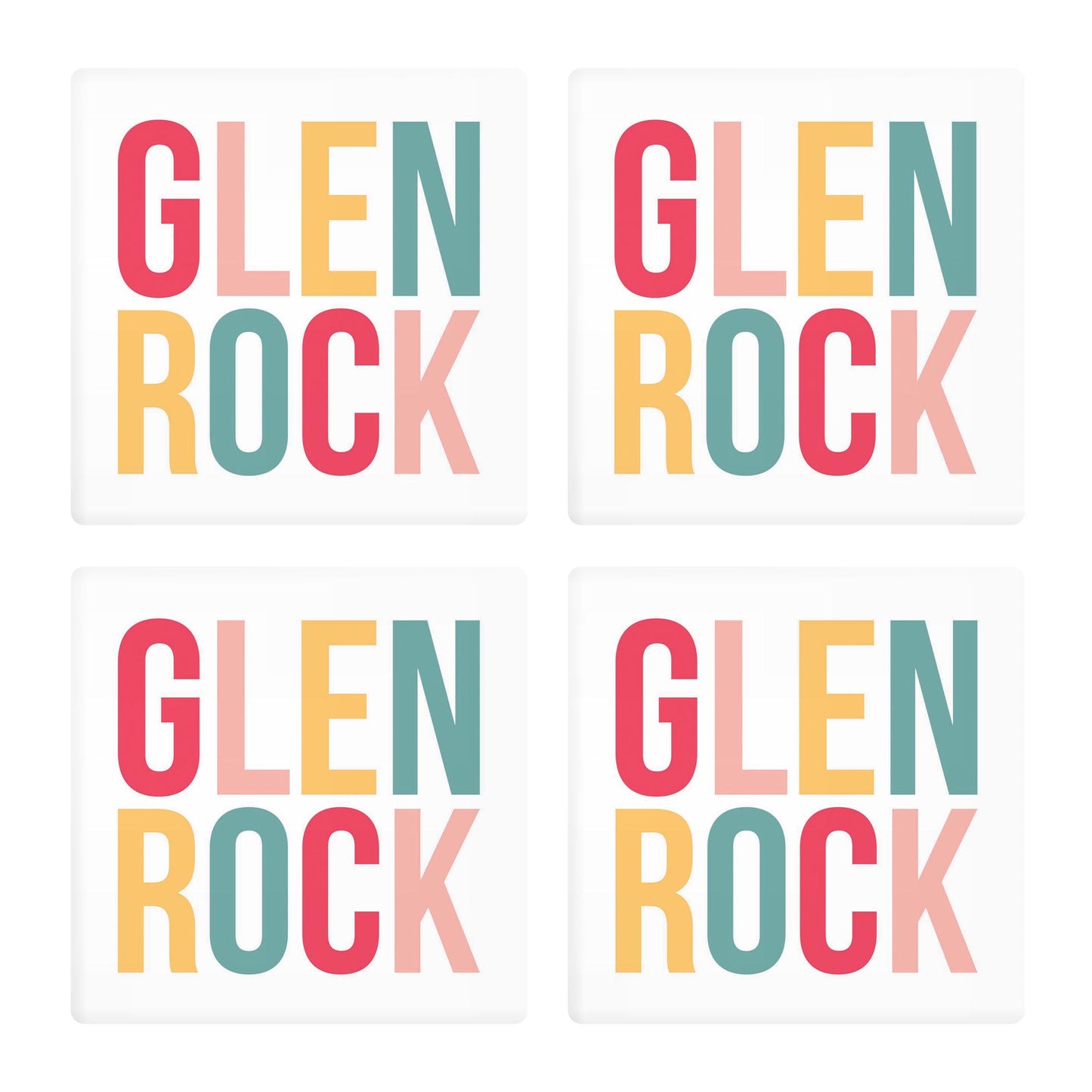 Ceramic Square Coaster 4-Set-Bright Boho Glen Rock -0