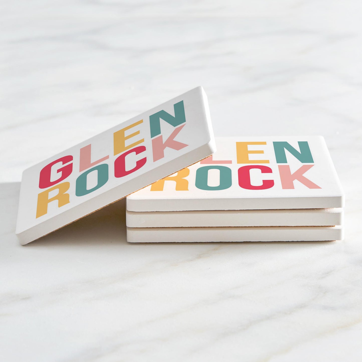 Ceramic Square Coaster 4-Set-Bright Boho Glen Rock -2
