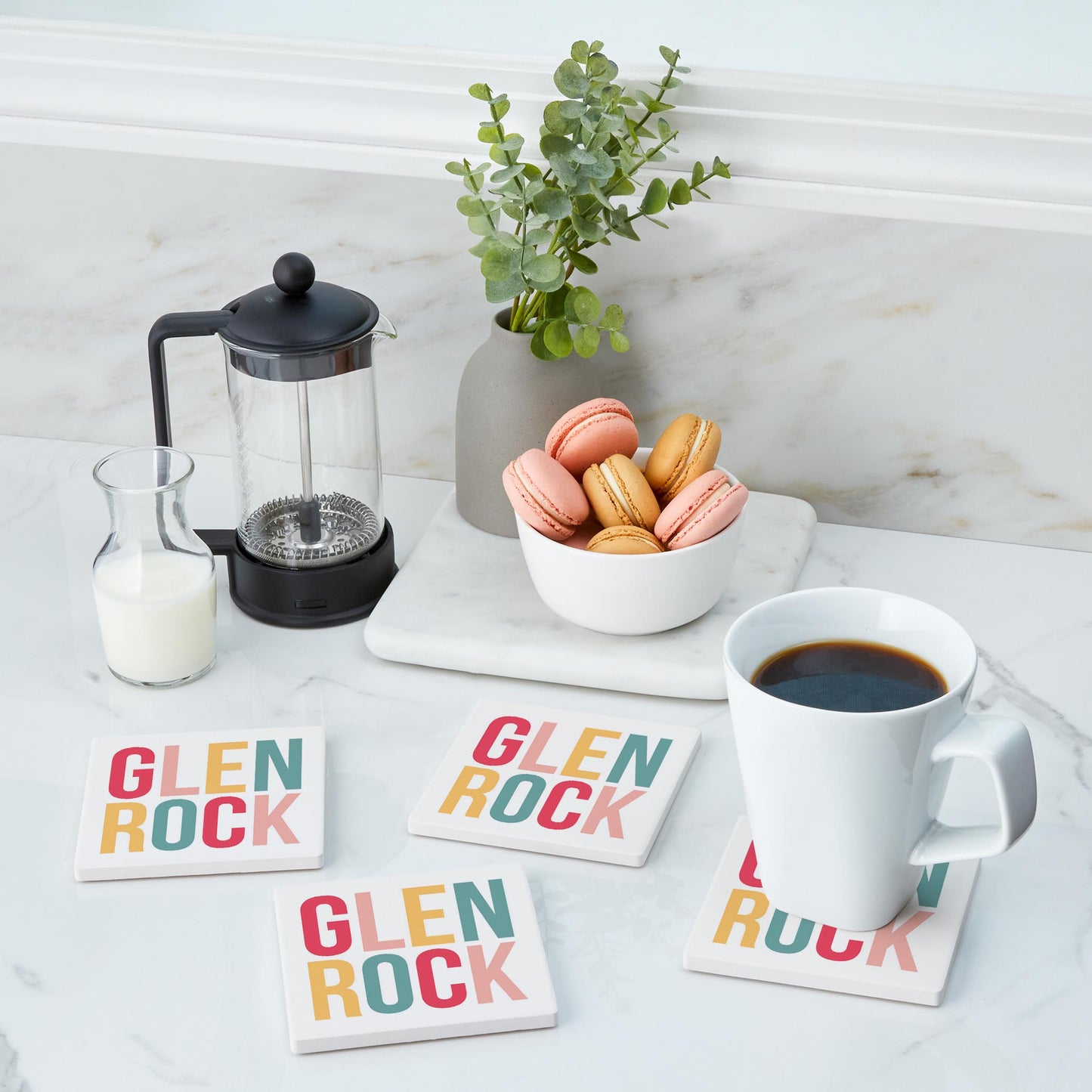 Ceramic Square Coaster 4-Set-Bright Boho Glen Rock -3