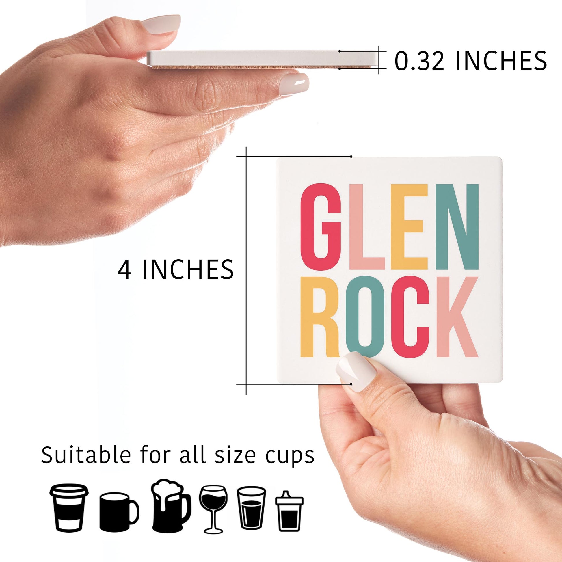 Ceramic Square Coaster 4-Set-Bright Boho Glen Rock -4