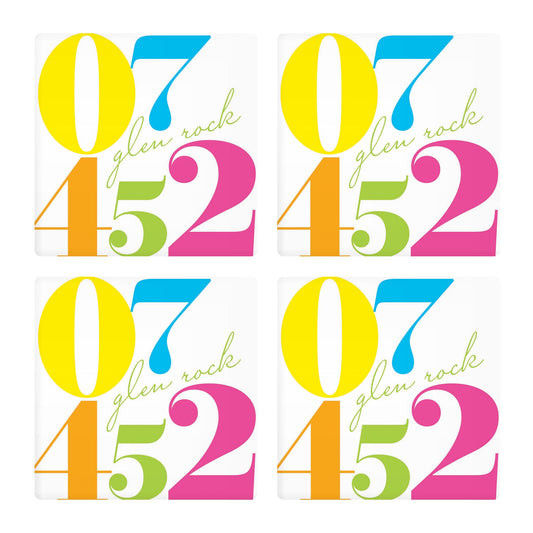 Ceramic Square Coaster 4-Set-Bright & Modern Colorblock 07452 Glen Rock -0