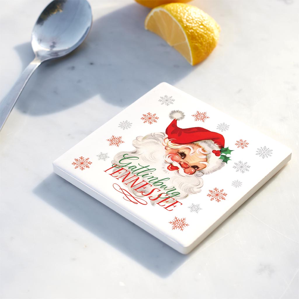 Ceramic Square Coaster-Classic Santa Gatlinburg Tennessee -3