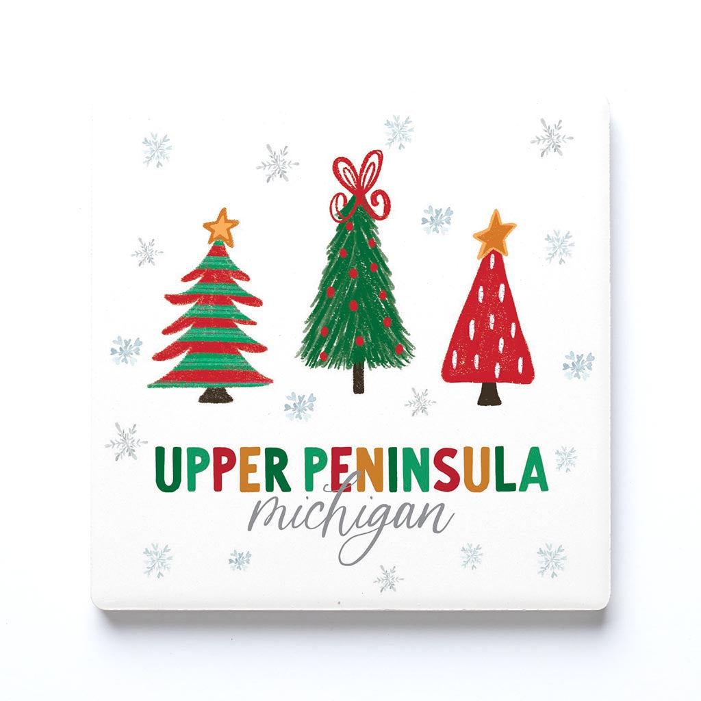 Ceramic Square Coaster-Cottage Tree Upper Peninsula Michigan -0