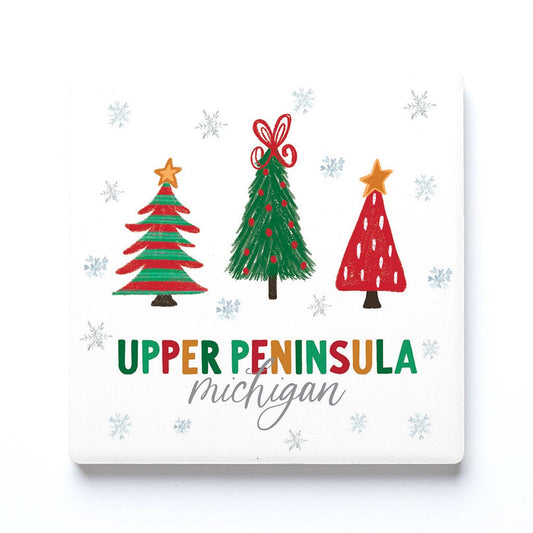 Ceramic Square Coaster-Cottage Tree Upper Peninsula Michigan -0